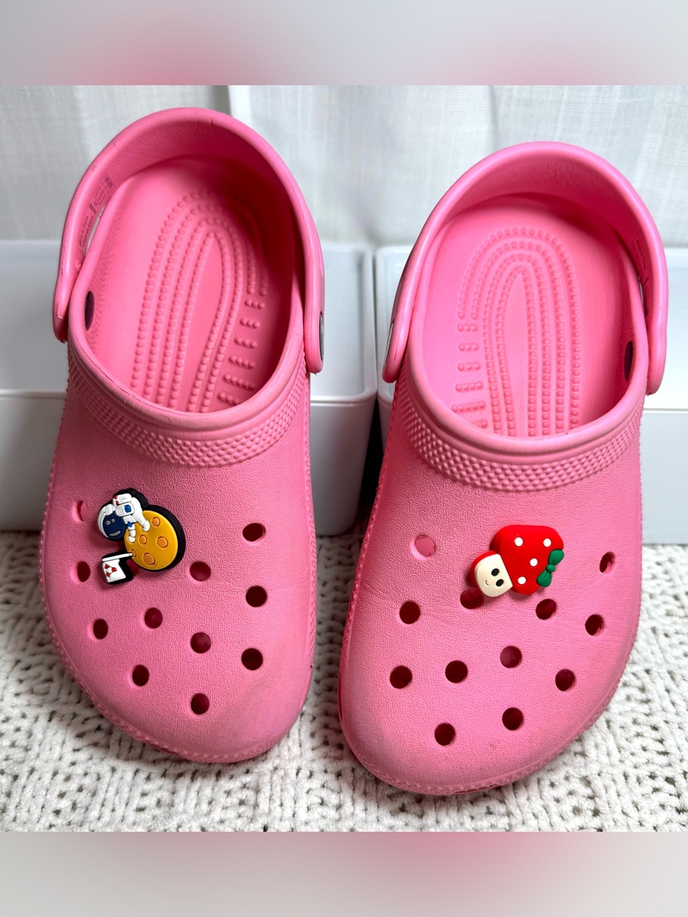 Kids Pink CROCS Slip-On Clog Shoes with Fun Charms #1810